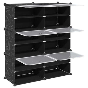 vidaXL Storage Cube Organiser with 6 Cubes and Doors Black PP