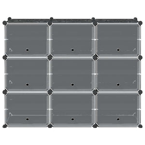 vidaXL Storage Cube Organiser with 9 Cubes and Doors Black PP