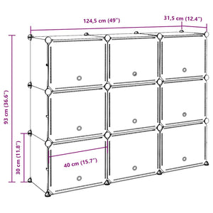 vidaXL Storage Cube Organiser with 9 Cubes and Doors Black PP