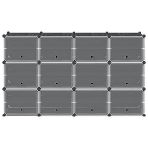 vidaXL Storage Cube Organiser with 12 Cubes and Doors Black PP