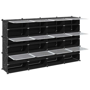 vidaXL Storage Cube Organiser with 12 Cubes and Doors Black PP