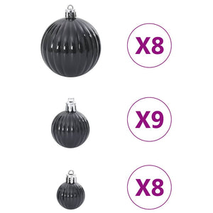 vidaXL Christmas Baubles 100 pcs Black Ø3/4/6 cm