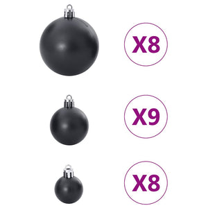 vidaXL Christmas Baubles 100 pcs Black Ø3/4/6 cm