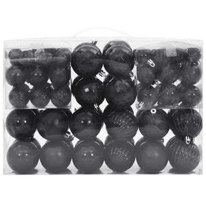 vidaXL Christmas Baubles 100 pcs Black Ø3/4/6 cm