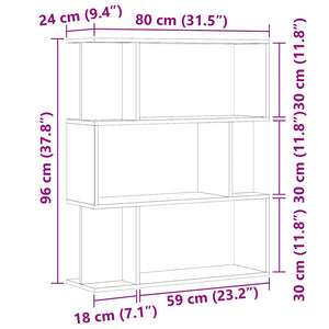 vidaXL Book Cabinet Old Wood 80x24x96 cm Engineered Wood