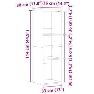 vidaXL Book Cabinet Old Wood 36x30x114 cm Engineered Wood