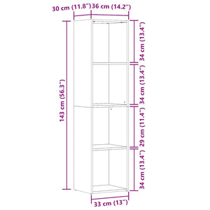 vidaXL Book Cabinet Old Wood 36x30x114 cm Engineered Wood