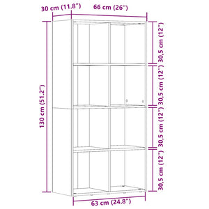 vidaXL Book Cabinet Old Wood 66x30x130 cm Engineered Wood