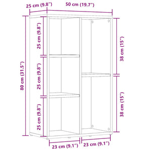 vidaXL Book Cabinet Old Wood 45x25x80 cm Engineered Wood