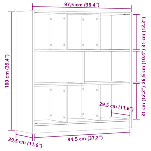 vidaXL Book Cabinet Old Wood 97.5x29.5x100 cm Engineered Wood