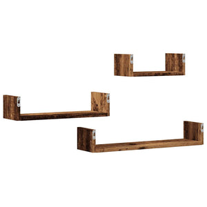 vidaXL Wall Shelves 3 pcs Old Wood Engineered Wood