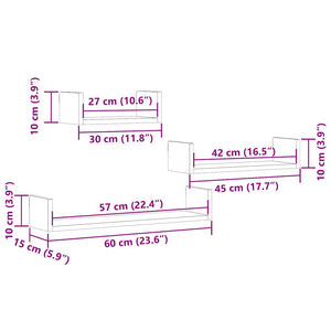 vidaXL Wall Shelves 3 pcs Old Wood Engineered Wood