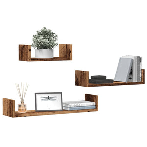 vidaXL Wall Shelves 3 pcs Old Wood Engineered Wood