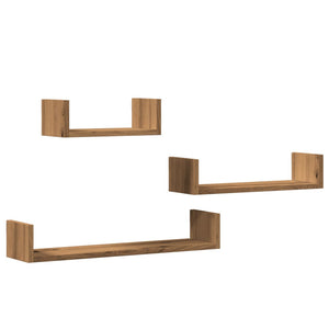 vidaXL Wall Shelves 3 pcs Artisan Oak Engineered Wood