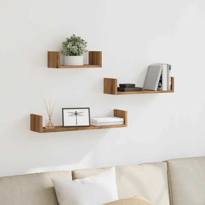 vidaXL Wall Shelves 3 pcs Artisan Oak Engineered Wood