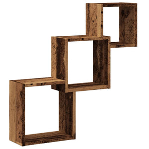 vidaXL Wall Cube Shelves Old Wood 68x15x68 cm Engineered Wood