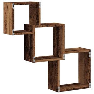 vidaXL Wall Cube Shelves Old Wood 68x15x68 cm Engineered Wood