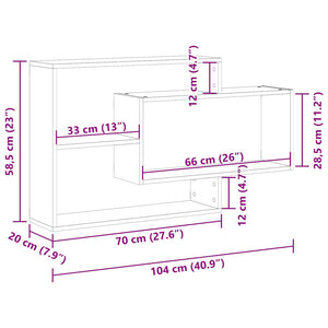 vidaXL Wall Shelf Artisan Oak 104x20x58.5 cm Engineered Wood