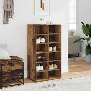 vidaXL Shoe Rack Old Wood 54x34x100.5 cm Engineered Wood