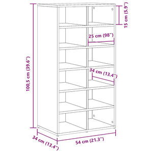 vidaXL Shoe Rack Old Wood 54x34x100.5 cm Engineered Wood