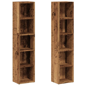 vidaXL CD Cabinets 2 pcs Old Wood 21x16x93.5 cm Engineered Wood