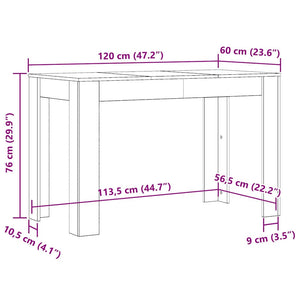 vidaXL Dining Table Old Wood 120x60x76 cm Engineered Wood