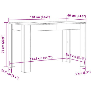 vidaXL Dining Table Artisan Oak 120x60x76 cm Engineered Wood