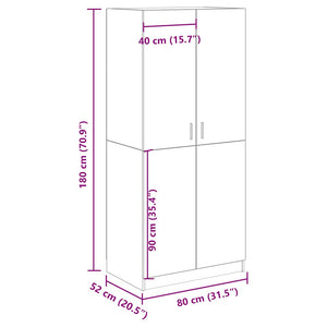 vidaXL Wardrobe Old Wood 80x52x180 cm Engineered Wood