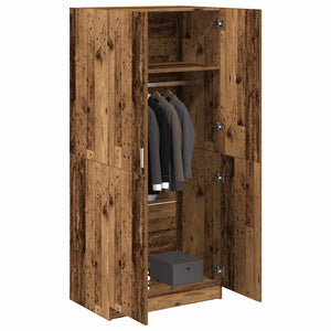 vidaXL Wardrobe Old Wood 90x52x200 cm Engineered Wood