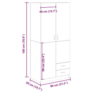 vidaXL Wardrobe Old Wood 80x52x180 cm Engineered Wood