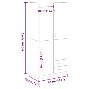 vidaXL Wardrobe Artisian Oak 80x52x180 cm Engineered Wood