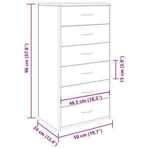 vidaXL Sideboard with 6 Drawers Old Wood 50x34x96 cm Engineered Wood