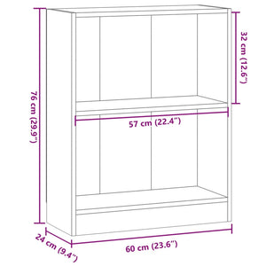 vidaXL Bookcase Artisian Oak 60x24x76 cm Engineered Wood