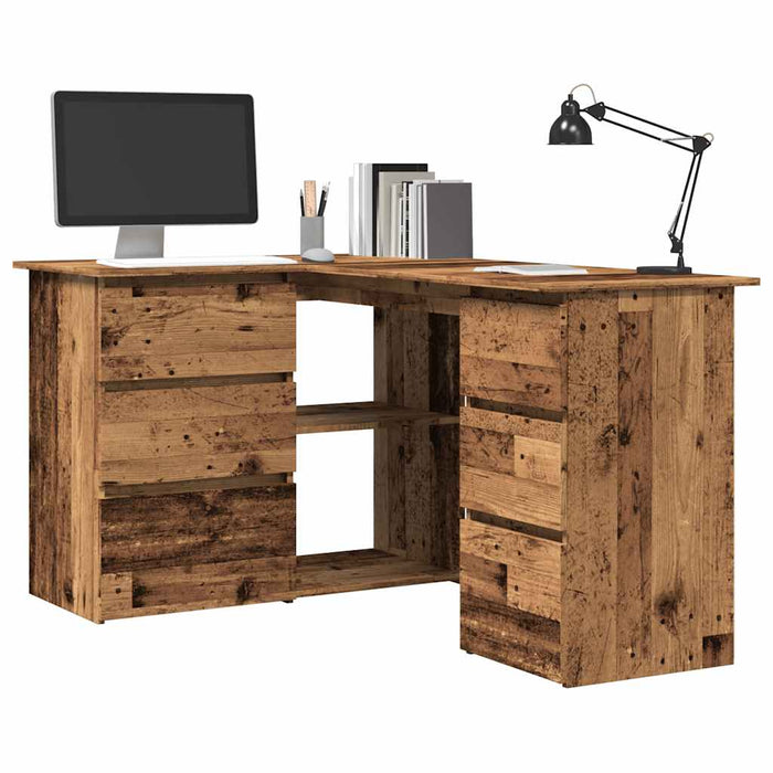 vidaXL Corner Desk Old Wood 145x100x76 cm Engineered Wood