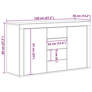 vidaXL Sideboard Old Wood 120x36x69 cm Engineered Wood