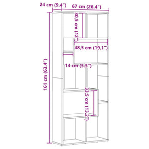 vidaXL Bookcase Artisan Oak 67x24x161 cm Engineered Wood