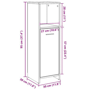 vidaXL Bathroom Cabinet Concrete Grey 30x30x95 cm Engineered Wood