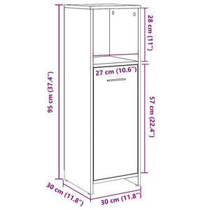 vidaXL Bathroom Cabinet Old Wood 30x30x95 cm Engineered Wood