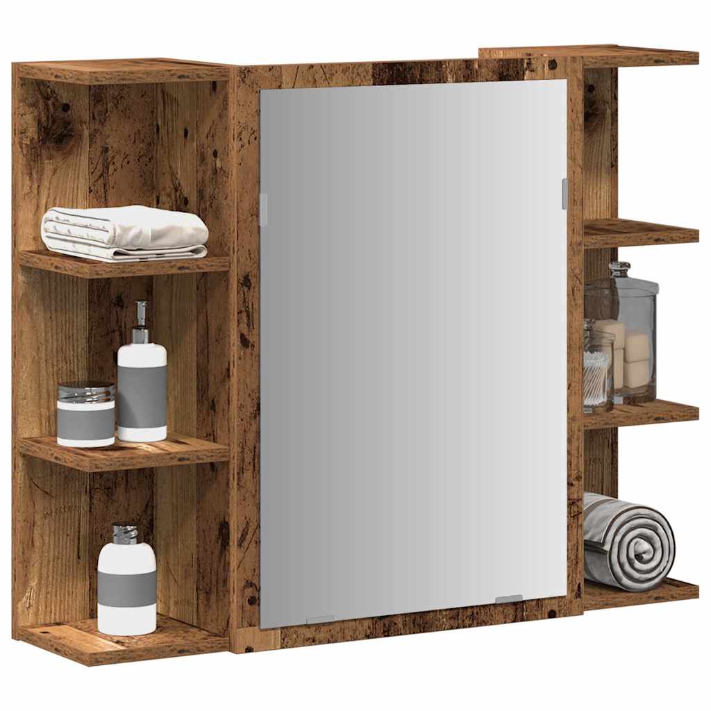 vidaXL Bathroom Mirror Cabinet Old Wood 80x20.5x64 cm Engineered Wood