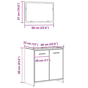 vidaXL Bathroom Cabinet with Mirror Concrete Grey Engineered Wood