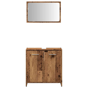 vidaXL Bathroom Cabinet with Mirror Old Wood Engineered Wood