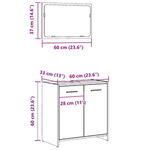 vidaXL Bathroom Cabinet with Mirror Old Wood Engineered Wood