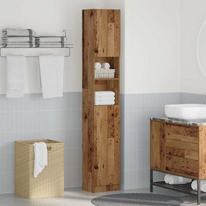 vidaXL Bathroom Cabinet Old Wood 32x25.5x190 cm Engineered Wood