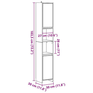 vidaXL Bathroom Cabinet Concrete Grey 30x30x183.5 cm Engineered Wood