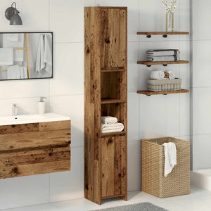 vidaXL Bathroom Cabinet Old Wood 30x30x183.5 cm Engineered Wood