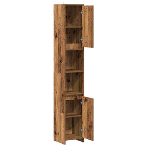 vidaXL Bathroom Cabinet Old Wood 30x30x183.5 cm Engineered Wood