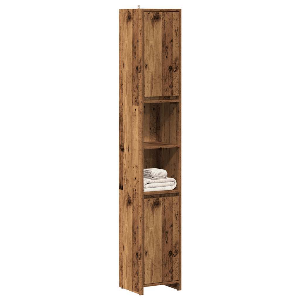 vidaXL Bathroom Cabinet Old Wood 30x30x183.5 cm Engineered Wood