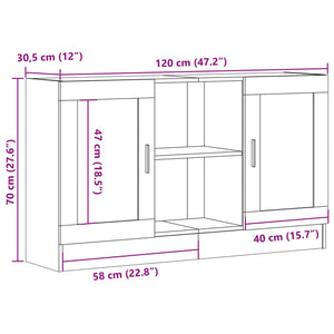 vidaXL Sideboard Old Wood 120x30.5x70 cm Engineered Wood