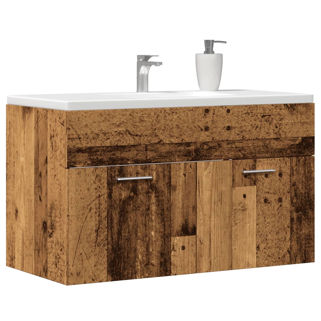 vidaXL Bathroom Sink Cabinet Old Wood 80x38.5x46 cm Engineered Wood