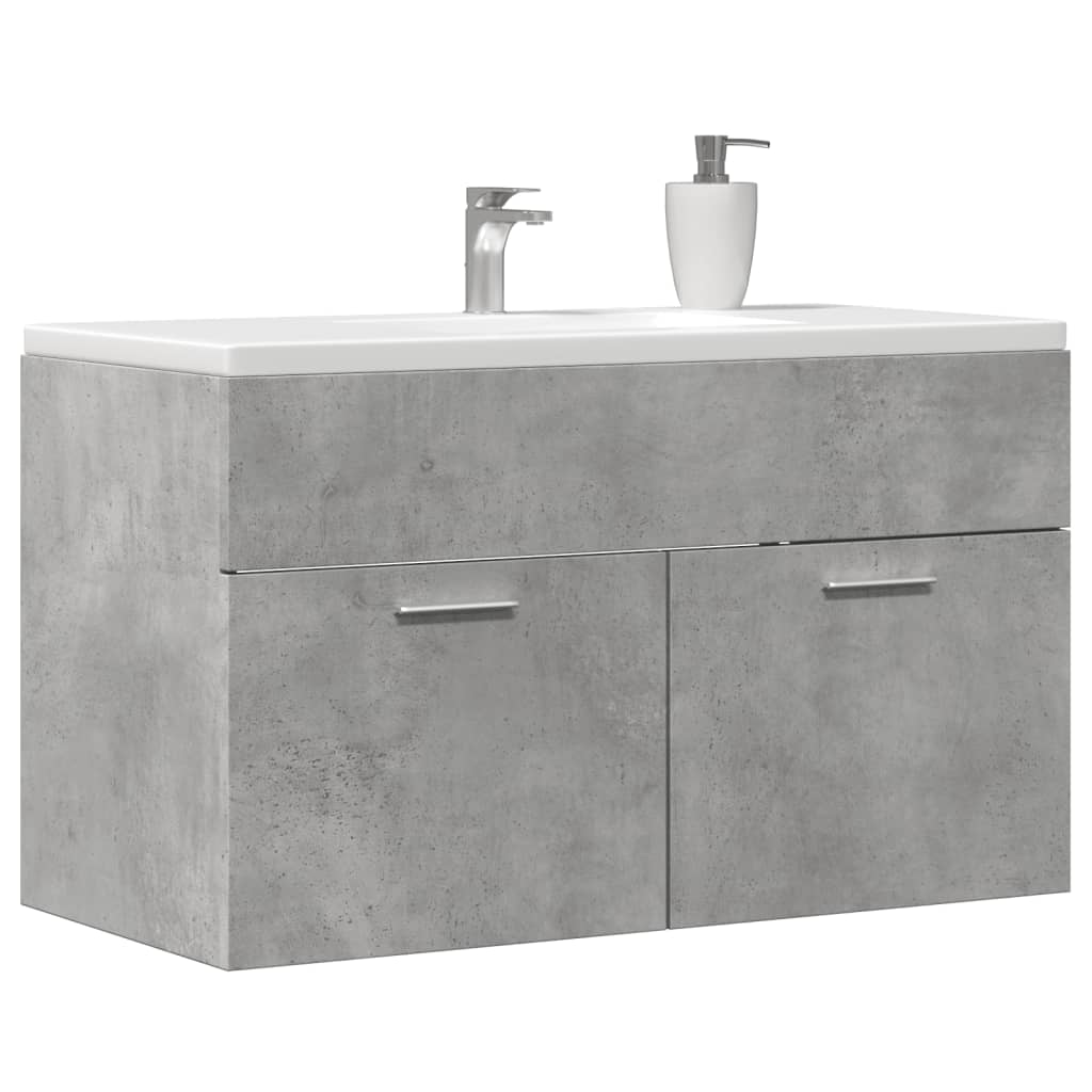 vidaXL Bathroom Sink Cabinet Concrete Grey 90x38.5x46 cm Engineered Wood